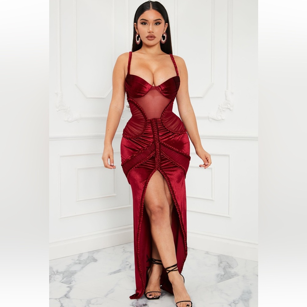 NEW Burgundy Fashion Nova Luxe dress never work with tags still attached